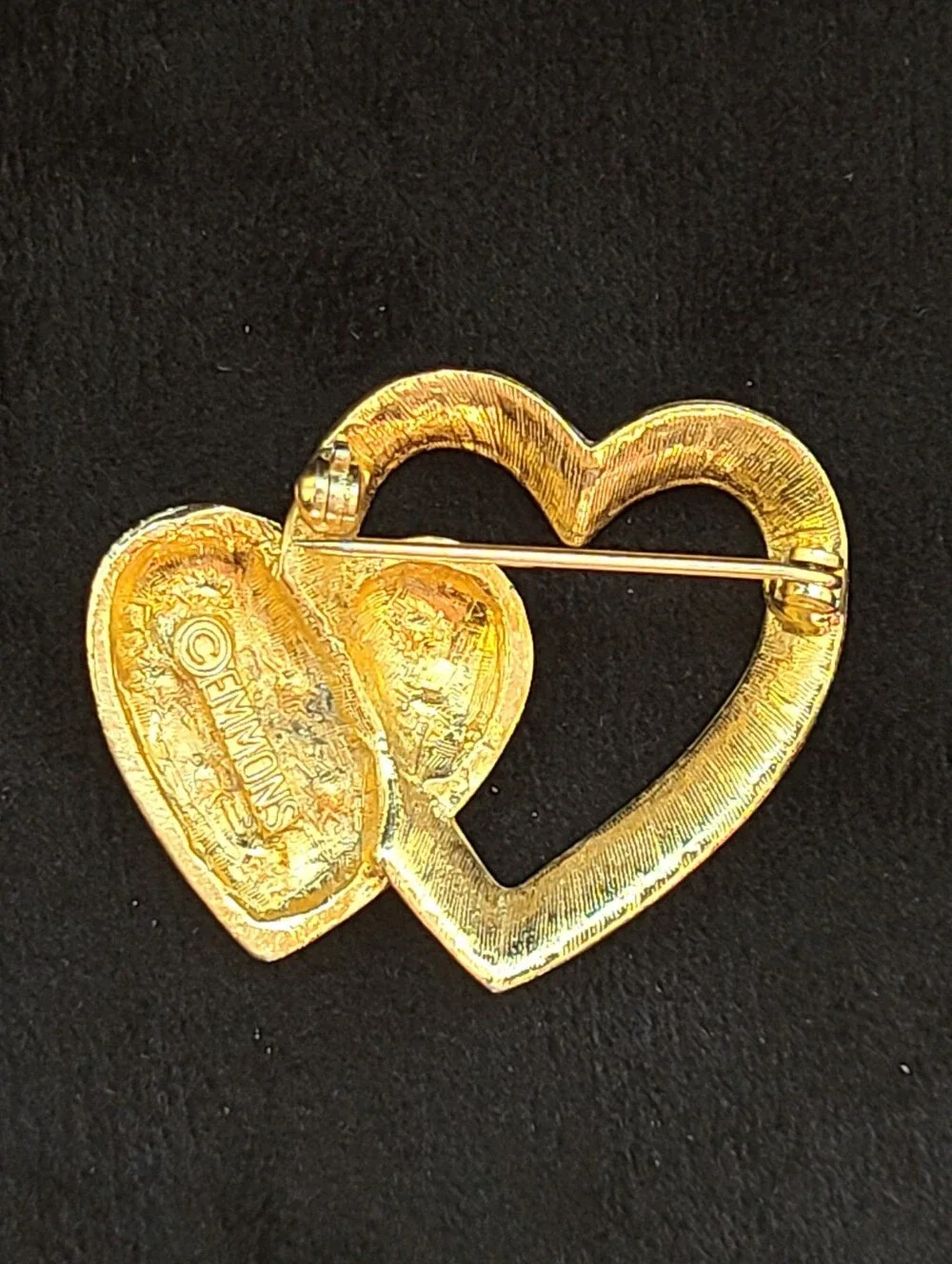 Uranium Glass Heart Vintage Brooch